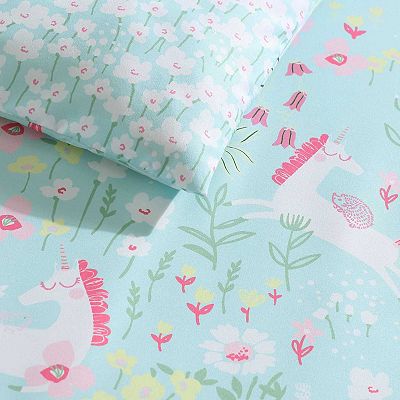 Laura Ashley Kids Magical Unicorns Bright Blue Comforter Sham Set