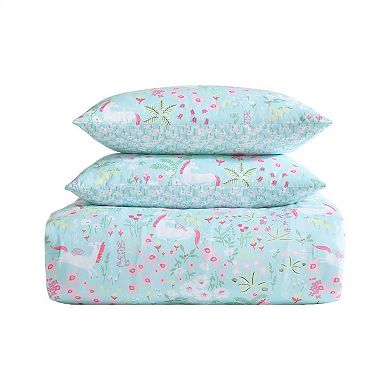 Girls Laura Ashley Magical Unicorns Bright Blue Full/Queen Comforter Sham Set