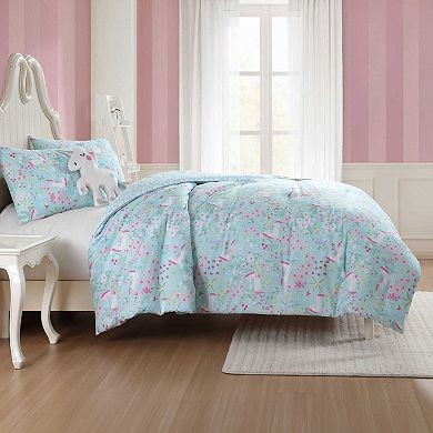 Girls Laura Ashley Magical Unicorns Bright Blue Full/Queen Comforter Sham Set