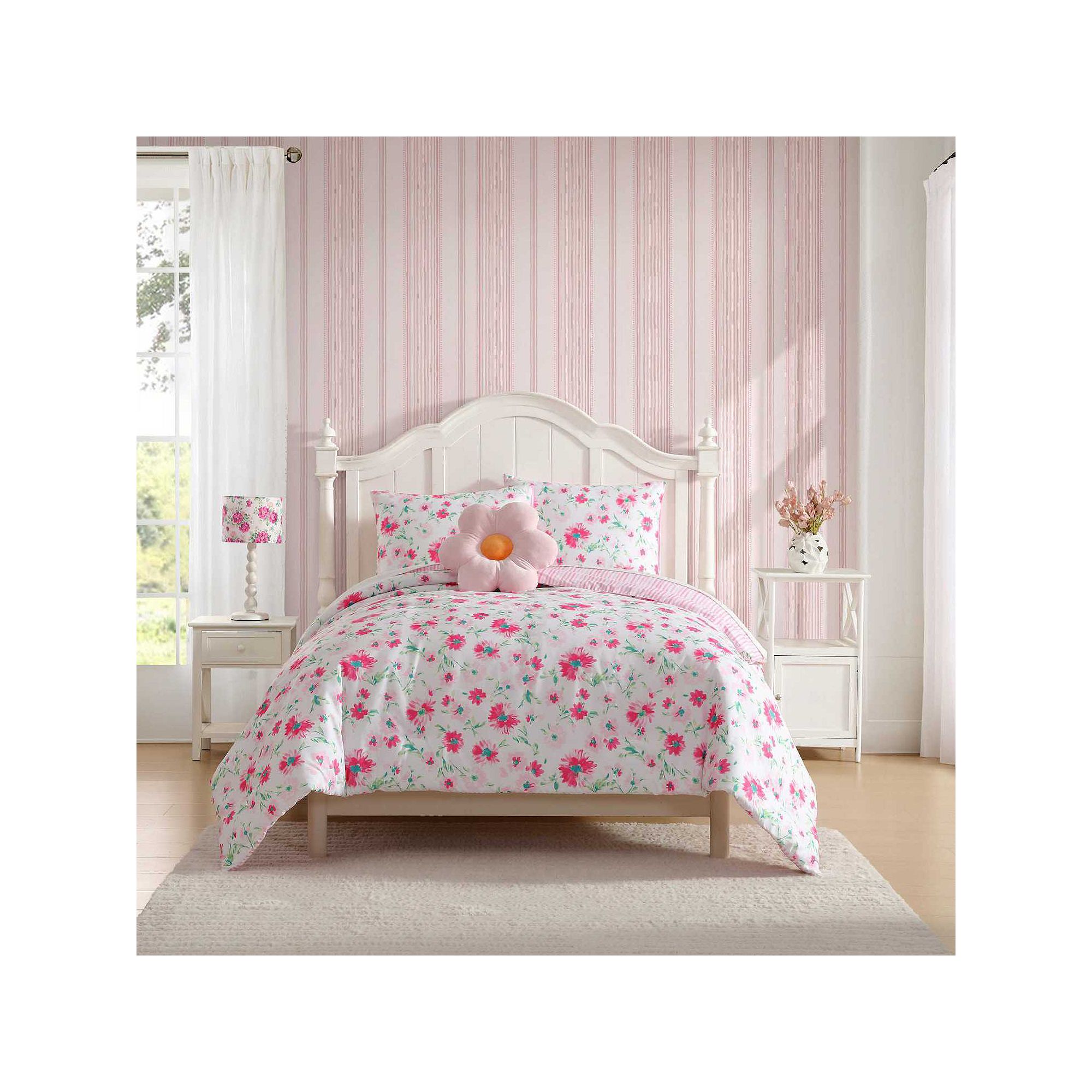 Girls Laura Ashley Meadow Daisies Pink Full/Queen Comforter Sham Set