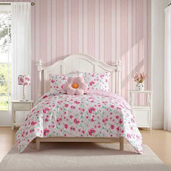 Girls Laura Ashley Meadow Daisies Pink Full/Queen Comforter Sham Set