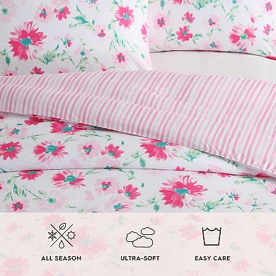 Girls Laura Ashley Meadow Daisies Pink Full/Queen Comforter Sham Set