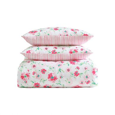 Girls Laura Ashley Meadow Daisies Pink Full/Queen Comforter Sham Set