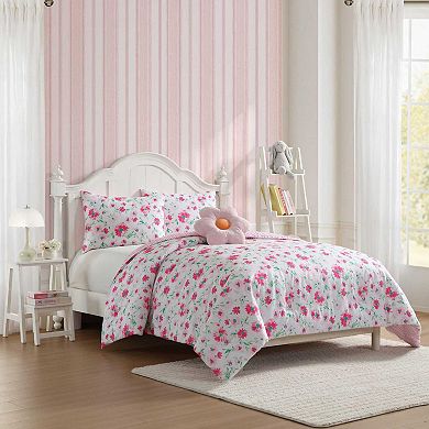 Girls Laura Ashley Meadow Daisies Pink Full/Queen Comforter Sham Set