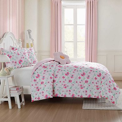 Girls Laura Ashley Meadow Daisies Pink Full/Queen Comforter Sham Set