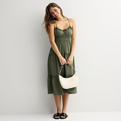 Juniors' Liberty Love Strappy Tie Front Tiered Dress