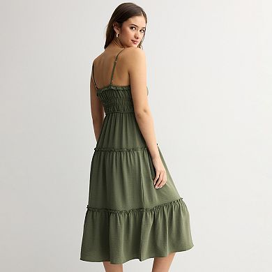 Juniors' Liberty Love Strappy Tie Front Tiered Dress