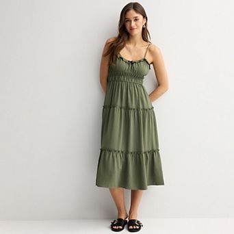 Juniors' Liberty Love Strappy Tie Front Tiered Dress