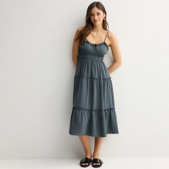 Juniors' Liberty Love Strappy Tie Front Tiered Dress