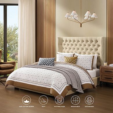 Bebejan Geometric Latte 5 Piece Reversible Comforter Set