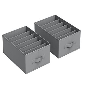 Wardrobe Clothes Organizer With 6 Grids - Set Of 2