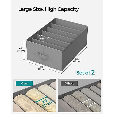 Wardrobe Clothes Organizer With 6 Grids - Set Of 2