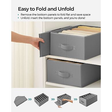 Wardrobe Clothes Organizer With 6 Grids - Set Of 2