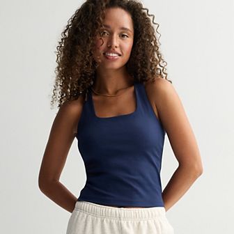 Juniors' SO® Longline Square Neck Sporty Tank Top
