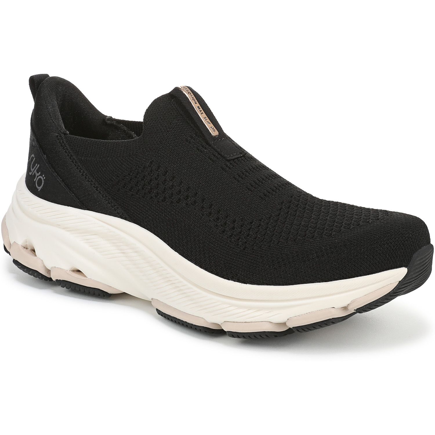 Женские кроссовки Ryka Devotion Max Knit Slip On Walking, цвет: Чёрный, вариант 1 — фото 1