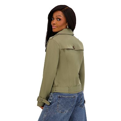 Juniors' madden girl Belted Double-Breasted Short Trench