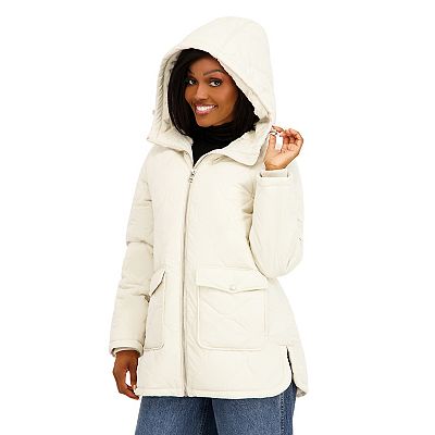 BodiLove Women's Quilted Puffer Vest With Faux Fur Hood - Zip Up Fleece Lined Jacket, Mustard, Size L