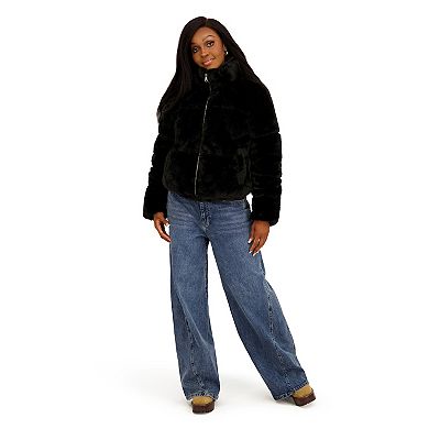 Juniors' madden girl Faux Fur & Faux Leather Puffer Jacket