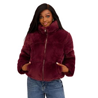 Juniors' madden girl Faux Fur & Faux Leather Puffer Jacket