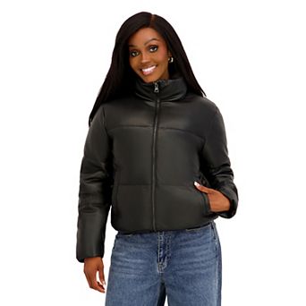 Juniors' madden girl Faux Fur & Faux Leather Puffer Jacket