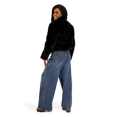 Juniors' madden girl Faux Fur & Faux Leather Puffer Jacket