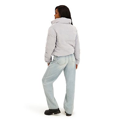 Juniors' madden girl Corduroy & Shiny Polyurethane Puffer Jacket