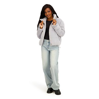 Juniors' madden girl Corduroy & Shiny Polyurethane Puffer Jacket