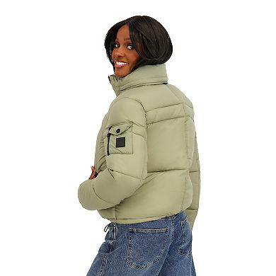 Juniors' madden girl Puffer Jacket With Hidden Hood & Storm Cuffs