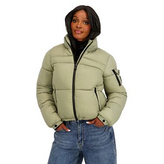 Juniors' madden girl Puffer Jacket With Hidden Hood & Storm Cuffs