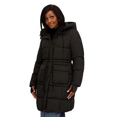 Juniors' madden girl Long Puffer Coat With Attached Hood