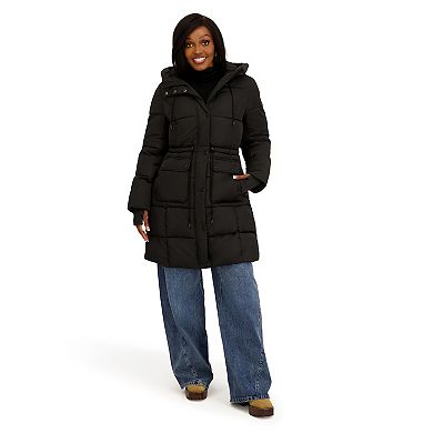 Juniors' madden girl Long Puffer Coat With Attached Hood