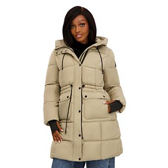 Juniors' madden girl Long Puffer Coat With Attached Hood