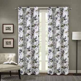 Eden Floral Nature Printed 2 pc Blackout Grommet Curtain Panel Pair