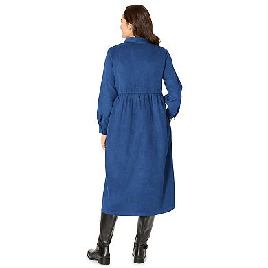Woman Within Plus Size Button Front Corduroy Dress