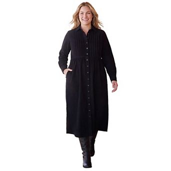 Woman Within Plus Size Button Front Corduroy Dress