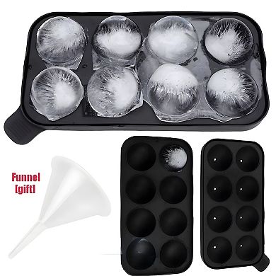 Silicone Ice Cube Ball Maker Tray 8 Molds Black