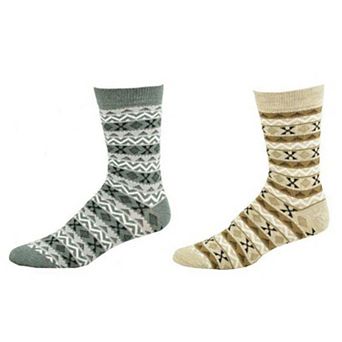 Women's Acrylic Fairisle Crew Socks - 2 Pairs