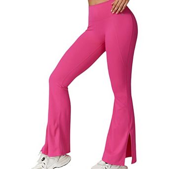 Women's High Waist Flare Leg Yoga Pants with Side Slit Detail