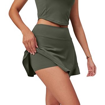 Women's High Waist Athletic Skort with Built-In Shorts and Stretch Fabric