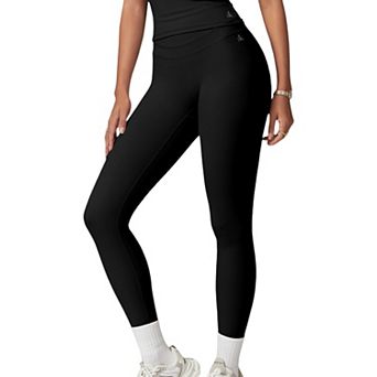 Women's High-Waisted Compression Leggings with Crossover Waistband