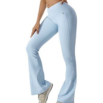 Women's High-Rise Flared Yoga Pants with Crossover Waist Detail