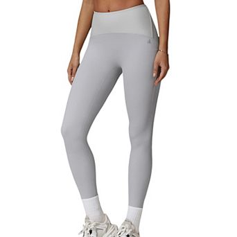 Women's High Waist Full Length Leggings with Ribbed Waistband