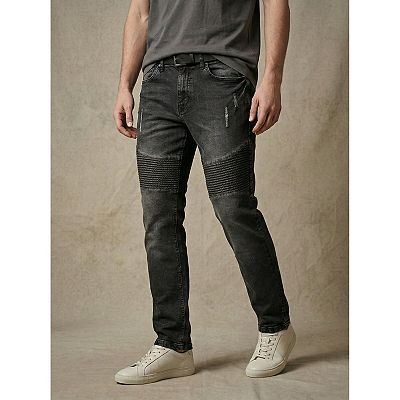Men's Straight Fit Biker Jeans