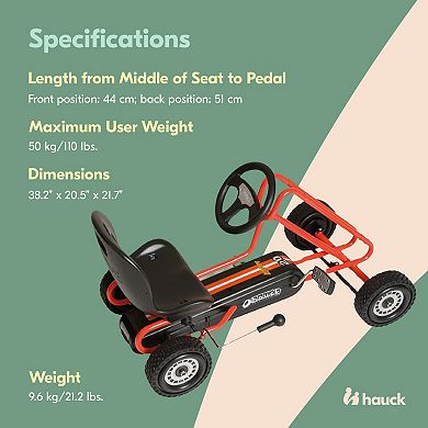 hauck Lightning Ergonomic Pedal Ride On Go Kart Toy for Boys and Girls