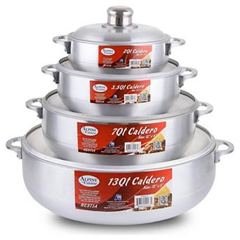 Aramco 8 pc Alpine Gourmet Aluminum Caldero Set, 2/3.5/7/13-qt Silver