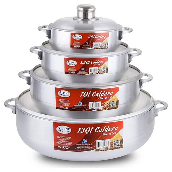 Aramco 8 Piece Alpine Gourmet Aluminum Caldero Set, 2/3.5/7/13