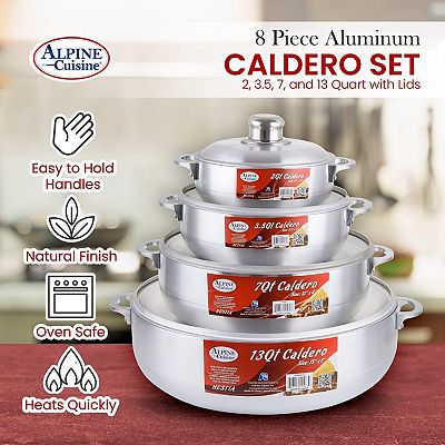 Aramco 8 Piece Alpine Gourmet Aluminum Caldero Set, 2/3.5/7/13