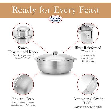 Alpine Cuisine 3.5-quart Gourmet Aluminum Caldero Stock Pot, Performance For Even Heat Distribution