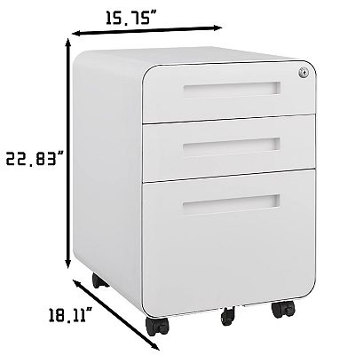 Mondawe Black 3-Drawer 15.75-in File Cabinet
