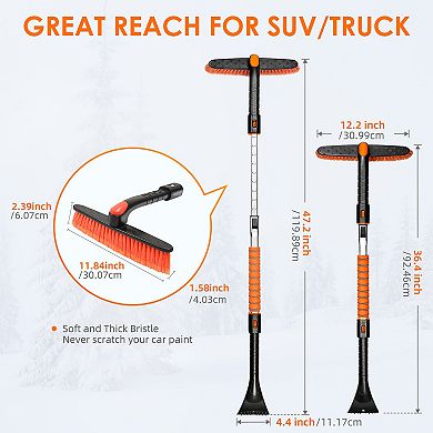 Astroai 47.2" Ice Scraper And Extendable Snow Brush For Car Windshield